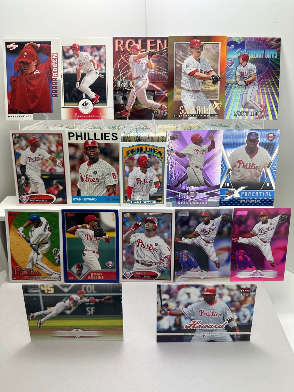 Scott Rolen/Ryan Howard/Jimmy Rollins/Utley Phillies lot of 17